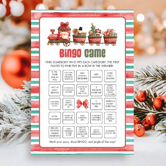 Kerst-Bingo Spel Feestdagenkaart