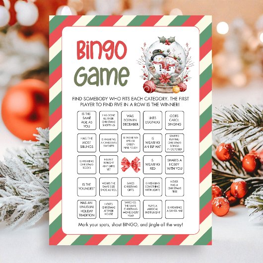 Kerst Bingo Spel Feestdagenkaart