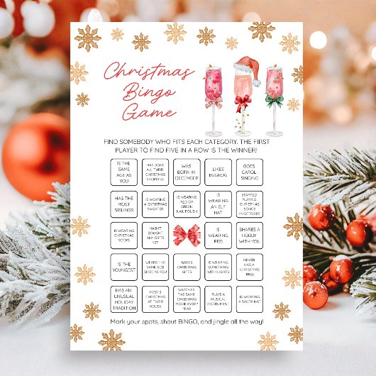 Kerst-Bingo Spel Feestdagenkaart