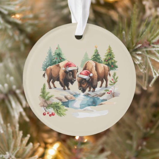 Kerst Bizon Buffalo Dier Westers Wilde Dieren  Ornament (Boom)