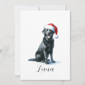 Kerst Black Lab Dog in Santa Hat Vakantie Kaart (Voorkant)