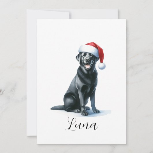 Kerst Black Lab Dog in Santa Hat Vakantie Kaart (Voorkant)