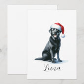 Kerst Black Lab Dog in Santa Hat Vakantie Kaart (Voorkant / Achterkant)