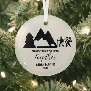 Kerst Black Mountain Adventure Outdoor Paar Glas Ornament