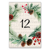 Kerst Blad Muziek Rode Berry Krans Trouwen Kaart (Achterkant)