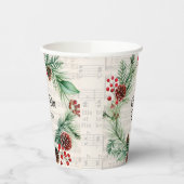 Kerst Blad Muziek Rode Berry Krans Trouwen Papieren Bekers (Links)