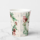 Kerst Blad Muziek Rode Berry Krans Trouwen Papieren Bekers (Rechts)