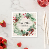 Kerst Blad Muziek Rode Berry Krans Trouwen Servet (Insitu)