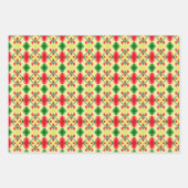 Kerst Blad Wrap In Rood Geel En Groen Inpakpapier Vel (Voorkant)