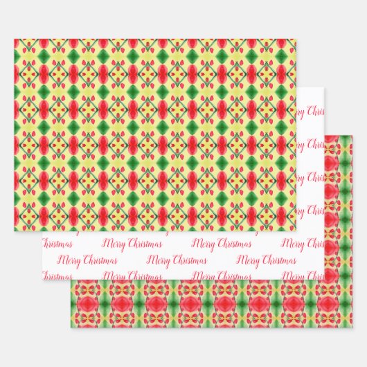 Kerst Blad Wrap In Rood Geel En Groen Inpakpapier Vel (Set)