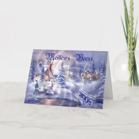 Kerst Blank Franse Groeten Kaart (Voorkant)