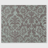 Kerst Blauw Damast Kant XMAS Wrapping Papier (Vlak)