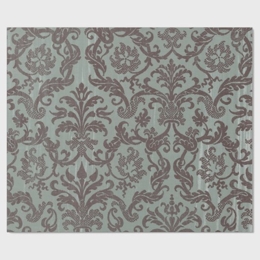 Kerst Blauw Damast Kant XMAS Wrapping Papier (Vlak)