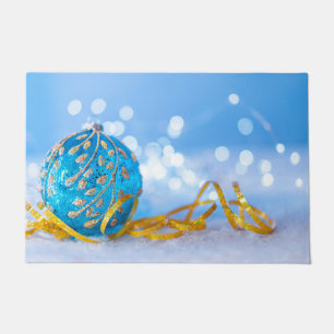 Kerst Blauw Decor Ball Deurmat
