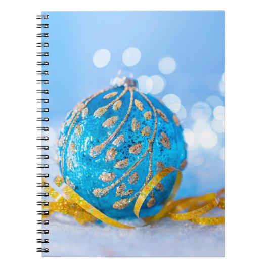 Kerst Blauw Decor Ball Notitieboek (Voorkant)