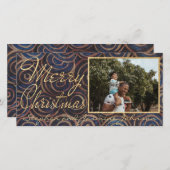 Kerst Blauw en Gouds Feestdagenkaart (Voorkant / Achterkant)