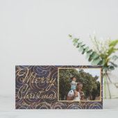 Kerst Blauw en Gouds Feestdagenkaart (Staand voorkant)