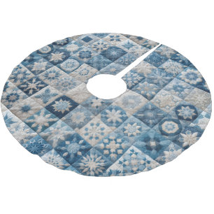 Kerst Blauw en Wit Sneeuwvlok Quilt Kerstboom Rok