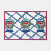 Kerst Blauw Ginger Jars Deurmat Welkom mat (Voorkant)