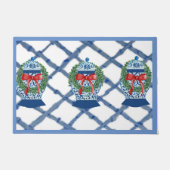 Kerst Blauw Ginger Jars Deurmat Welkom mat (Voorkant)
