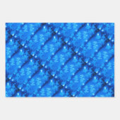 Kerst Blauw Glitter Gouden Sterren, Bloemrijke Gla Inpakpapier Vel (Voorkant 3)
