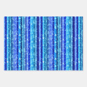 Kerst Blauw Glitter Gouden Sterren, Bloemrijke Gla Inpakpapier Vel (Voorkant 2)