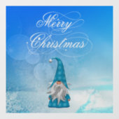Kerst Blauw Gnome Venster Cling Raamsticker (Vel)