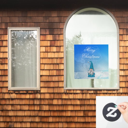 Kerst Blauw Gnome Venster Cling Raamsticker (Huis Raam)