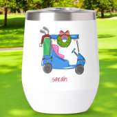 Kerst Blauw Golfkar Gepersonaliseerde Preppy