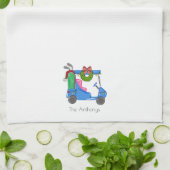 Kerst Blauw Golfkar Gepersonaliseerde Preppy Theedoek (Gevouwen)