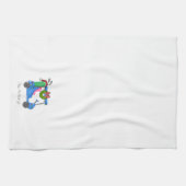 Kerst Blauw Golfkar Gepersonaliseerde Preppy Theedoek (Horizontaal)