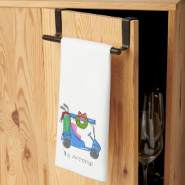 Kerst Blauw Golfkar Gepersonaliseerde Preppy Theedoek