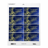 Kerst Blauw Goud Sparkle Sneeuwvlok Etiket (Full Sheet)