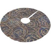 Kerst Blauw Goud Swirls Kerstboom Rok (Gekanteld)