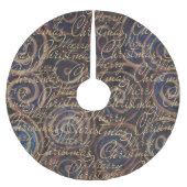 Kerst Blauw Goud Swirls Kerstboom Rok (Voorkant)