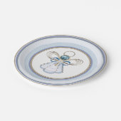 Kerst Blauw/Gouden Engel van Geloof filigraan Papieren Bordje (Gekanteld)