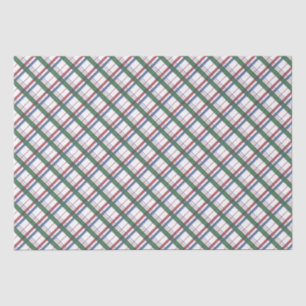 Kerst Blauw Groen en Rood Plaid Tartan Check Tissuepapier