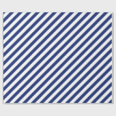 Kerst Blauw Kleur Wit Strepen Kerstmis Vakantie Cadeaupapier (Vlak)