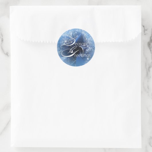 Kerst Blauw Lint Sticker (Tas)