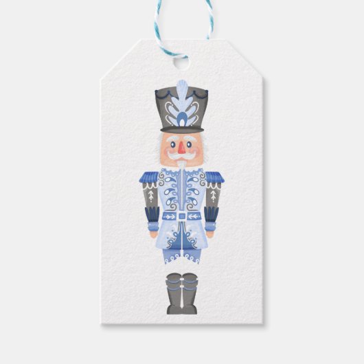 Kerst Blauw Notenkraker Ballet Cadeaulabel (Voorkant)