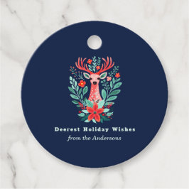 Kerst Blauw Rendier Botanische Vakantie Bedankjes Labels