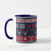 Kerst Blauw Rood Fair Isle Breipatroon Mok (Links)