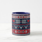 Kerst Blauw Rood Fair Isle Breipatroon Mok (Midden)
