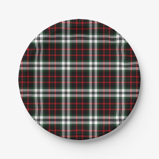 Kerst Blauw, Rood & Groen Tartan Plaid Papieren Bordje (Voorkant)