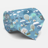 Kerst Blauw Sneeuw Patroon Stropdas (Opgerold)