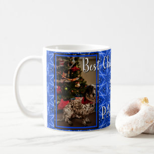 Kerst Blauw Sterpatroon Gepersonaliseerde Huisdier Koffiemok