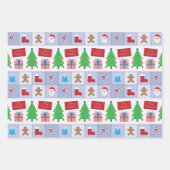 Kerst Blauw Vierkante Patronen Papier Bladen Inpakpapier Vel (Voorkant 2)