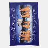 Kerst Blauw Winter Konijnenkonijnenscène Schattige Theedoek (Verticaal)