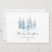 Kerst Blauw Winter Rustiek Landschap Business Feestdagenkaart (Voorkant)