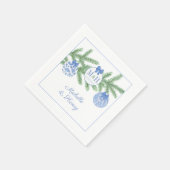 Kerst Blauw Wit Chinoiserie Monogram Huwelijk Servet (Hoek)